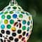 Glitzhome® 8.25" Blue & Green Dots & Ladybugs Glass Hanging Bird Feeder